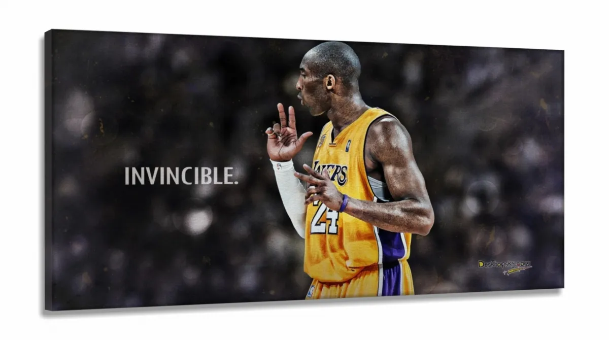 Quadro decorativo Kobe Bryant Invincible em tecido canvas 130x60 Imagem