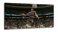 Quadro Decorativo Lebron James Enterrando Nba em tecido canvas 130x60