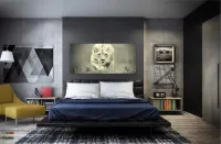 Quadro Decorativo Leoa Preto e Branco em tecido canvas 130x60 - Foto 4