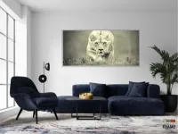 Quadro Decorativo Leoa Preto e Branco em tecido canvas 130x60 - Foto 5