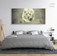 Quadro Decorativo Leoa Sala Em Tecido em tecido canvas 130x60 - Foto 6