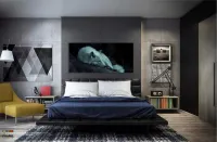 Quadro Decorativo Lobo Deitado em tecido canvas 130x60 - Foto 4