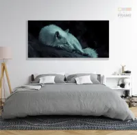 Quadro Decorativo Lobo Deitado em tecido canvas 130x60 - Foto 6