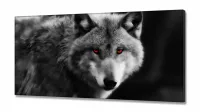Quadro Decorativo Lobo Preto e Branco em tecido canvas 130x60 sala quarto - Foto 2