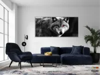 Quadro Decorativo Lobo Preto e Branco em tecido canvas 130x60 sala quarto - Foto 5