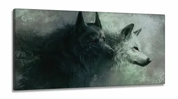 Quadro Decorativo Lobo Uivando Mosaico em tecido canvas 130x60 M03