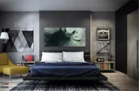 Quadro Decorativo Lobo Uivando Mosaico em tecido canvas 130x60 M03 - Foto 4