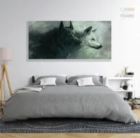 Quadro Decorativo Lobo Uivando Mosaico em tecido canvas 130x60 M03 - Foto 6