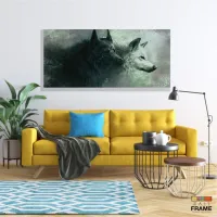 Quadro Decorativo Lobo Uivando Mosaico em tecido canvas 130x60 M03 - Foto 7