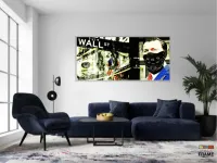 Quadro Decorativo Lobo Wall Street 3 Peças em Tecido Canvas 130x60 - Foto 5