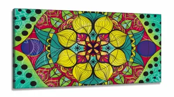 Quadro decorativo Mandala Colorido Mosaico em Tecido Canvas 130x60