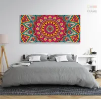 Quadro Decorativo Mandala Rosa Com Tela em Tecido Canvas 130x60 - Foto 6