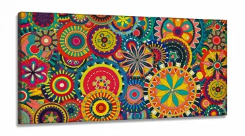 Quadro Decorativo Mandalas Coloridas em Tecido Canvas 130x60