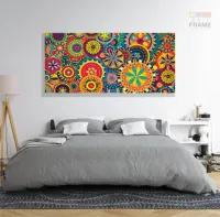 Quadro Decorativo Mandalas Coloridas em Tecido Canvas 130x60 - Foto 6