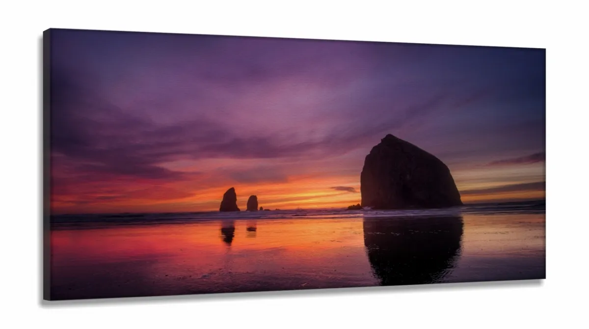 Quadro Decorativo Mar Entardecer Primavera em Tecido Canvas 130x60 Imagem