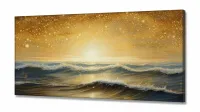Quadro Decorativo Mar Ilustrado em Tecido Canvas 130x60 cm - Foto 2