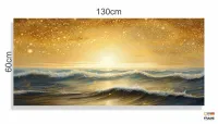 Quadro Decorativo Mar Ilustrado em Tecido Canvas 130x60 cm - Foto 3