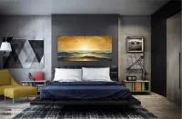 Quadro Decorativo Mar Ilustrado em Tecido Canvas 130x60 cm - Foto 4