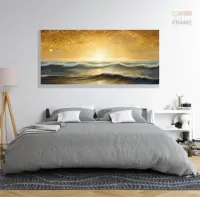 Quadro Decorativo Mar Ilustrado em Tecido Canvas 130x60 cm - Foto 6