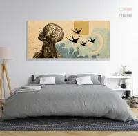 Quadro Decorativo Medicina Cérebro Sépia em Tecido Canvas 130x60 - Foto 6