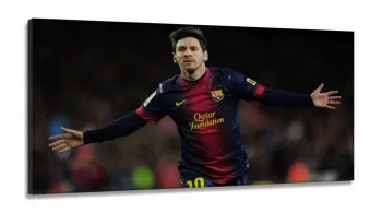 Quadro Decorativo Messi Futebol em Tecido Canvas 130x60