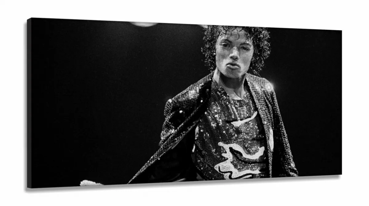 Quadro Decorativo Michael Jackson Sala em Tecido Canvas 130x60 Imagem