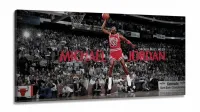 Quadro decorativo Michael Jordan Enterrando com Tela em Tecido Canvas 130x60