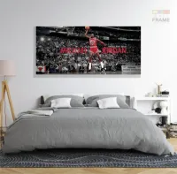 Quadro decorativo Michael Jordan Enterrando com Tela em Tecido Canvas 130x60 - Foto 6