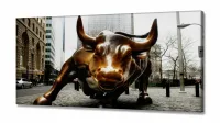 Quadro Decorativo Moderno Touro De Wall Street em Tecido Canvas 130x60 - Foto 2