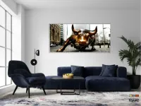 Quadro Decorativo Moderno Touro De Wall Street em Tecido Canvas 130x60 - Foto 5