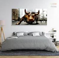 Quadro Decorativo Moderno Touro De Wall Street em Tecido Canvas 130x60 - Foto 6