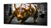 Quadro Decorativo Moderno Touro De Wall Street Tecido em Tecido Canvas 130x60 - Foto 2
