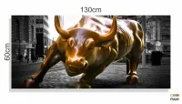 Quadro Decorativo Moderno Touro De Wall Street Tecido em Tecido Canvas 130x60 - Foto 3