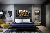 Quadro Decorativo Moderno Touro De Wall Street Tecido em Tecido Canvas 130x60 - Foto 4