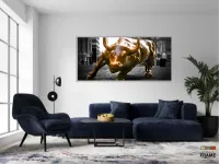 Quadro Decorativo Moderno Touro De Wall Street Tecido em Tecido Canvas 130x60 - Foto 5