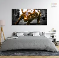 Quadro Decorativo Moderno Touro De Wall Street Tecido em Tecido Canvas 130x60 - Foto 6