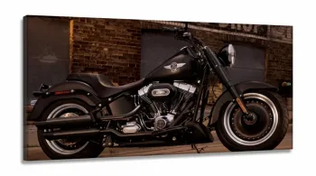 Quadro Decorativo Moto Modelo Antigo em Tecido Canvas 130x60