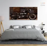 Quadro Decorativo Moto Modelo Antigo em Tecido Canvas 130x60 - Foto 6