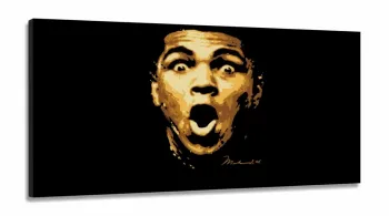 Quadro Decorativo Muhammad Ali Retro Tela em Tecido Canvas 130x60