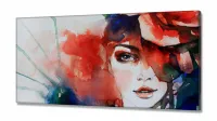Quadro Decorativo Mulher Aquarela em Tecido Canvas 130x60 - Foto 2