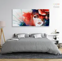 Quadro Decorativo Mulher Aquarela em Tecido Canvas 130x60 - Foto 6