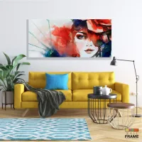 Quadro Decorativo Mulher Aquarela em Tecido Canvas 130x60 - Foto 7