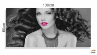 Quadro Decorativo Mulher Beleza Batom Pink em Tecido Canvas 130x60 - Foto 3