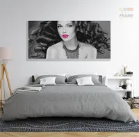 Quadro Decorativo Mulher Beleza Batom Pink em Tecido Canvas 130x60 - Foto 6