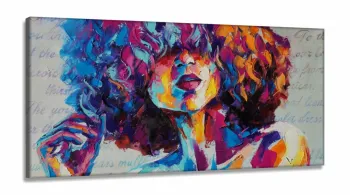 Quadro Decorativo Mulher Color Art em Tecido Canvas 130x60