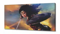 Quadro Decorativo Mulher Maravilha - Heróis - Tela em Tecido Canvas 130x60 - Foto 2
