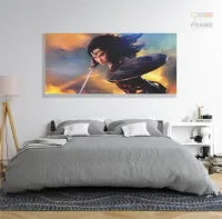 Quadro Decorativo Mulher Maravilha - Heróis - Tela em Tecido Canvas 130x60 - Foto 6