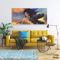 Quadro Decorativo Mulher Maravilha - Heróis - Tela em Tecido Canvas 130x60 - Foto 7