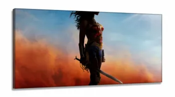 Quadro Decorativo Mulher Maravilha em Tecido Canvas 130x60