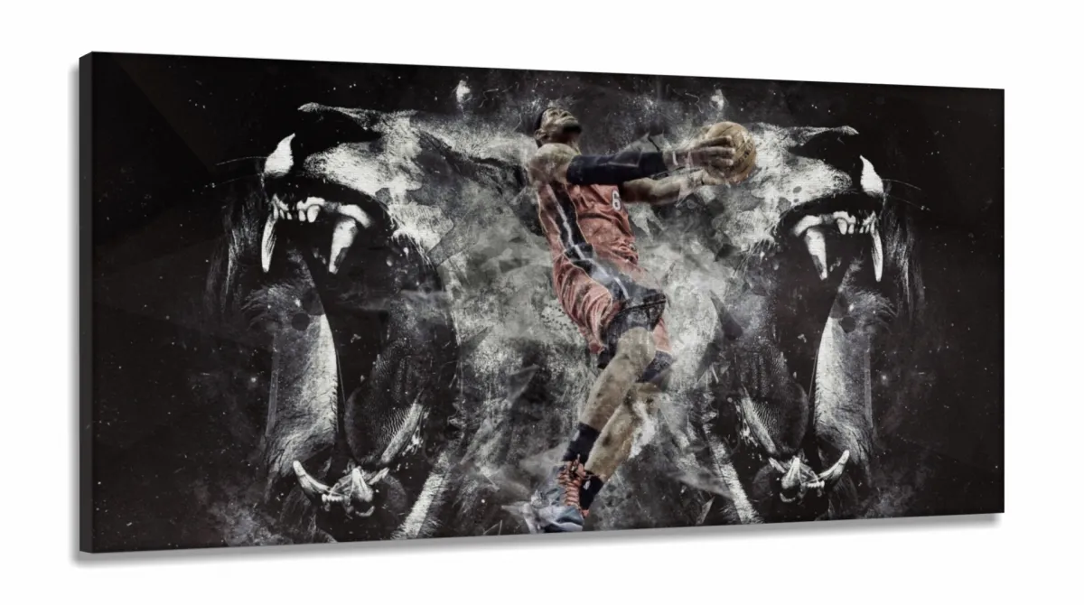 Quadro Decorativo Nba Basquete em Tecido Canvas 130x60 Imagem